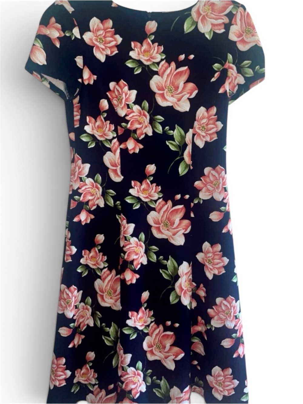 JH Navy Floral Fit & Flare Dress Pink Short Sleeve Size 4 NWOT